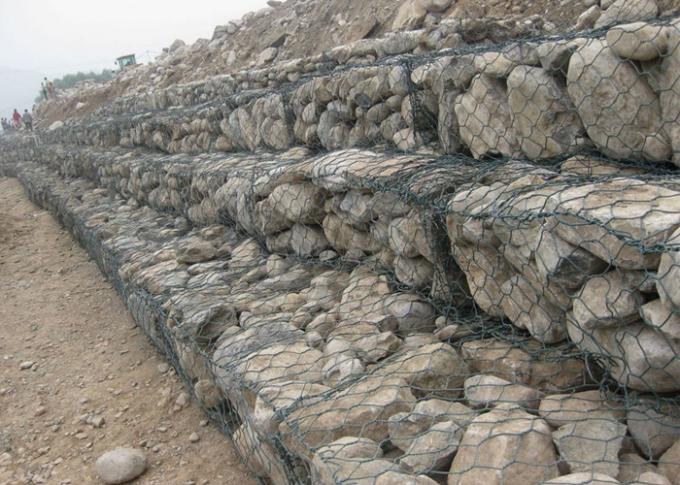 Gesponnenes 3.2mm PVC beschichtete sechseckige Gabion Mesh Baskets ISO 9001 3