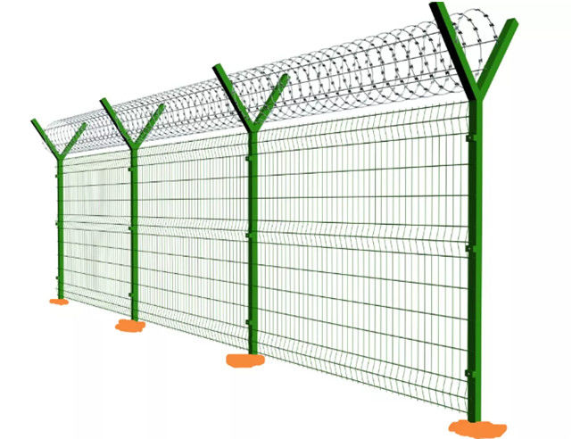 50x100mm Y des Posten-Flughafen-358 PVC Sicherheitszaun-Bto-22 beschichtete mit Rasiermesser-Stacheldraht 1