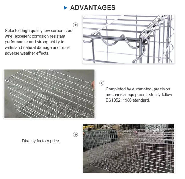 Geschweißter Mesh Gabions Retaining Wall Basket dekorativer Käfig Diy 2x1x1m 0