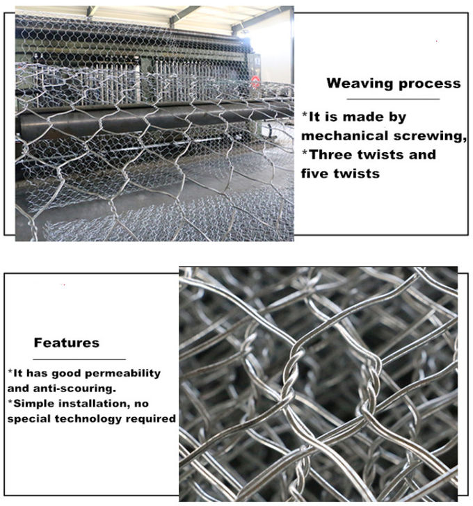 Schwerer Stein Zink-Hexagon Gabion Mesh Baskets 2.8mm füllte Draht Mesh Wall 0
