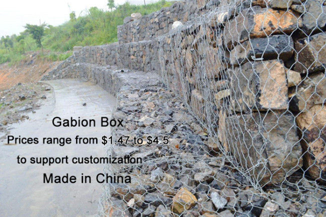 60mm×80mm beschichtete 4x1x1m sechseckiges Gabion Kasten PET für Küstenlinien-Schutz 2