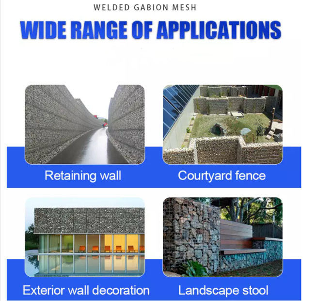 Dekorativer 100x80x30cm geschweißter Garten-Zaun Gabion Mesh Stone Filled For Building 1
